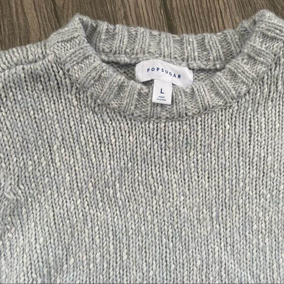 Popsugar Puff Sleeve Sweater Knit Crewneck Sparkly Blue - Picture 3 of 8